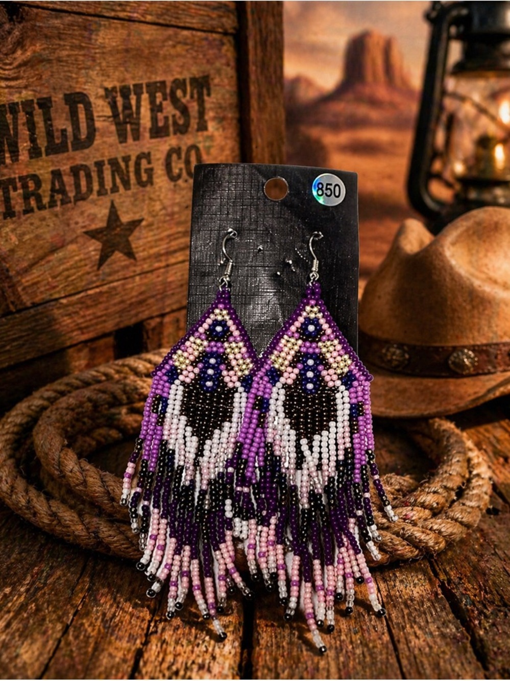 Handmade Purple Beaded Fringe Earrings - Women Jewelry